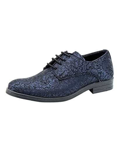 Festliche Oxford Schuhe zum Schnüren für Jungen mit Paisley Muster in Marineblau und Schwarz, Größe 32 von SIRRI