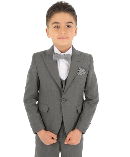 Festliche Slim Fit Anzüge für Jungen mit Fischgrätenmuster 8-Teiliges Set in Grau, Alter 2 Jahre Festliche Slim Fit Anzüge für Jungen mit Fischgrätenmuster 8-Teiliges Set in Grau, Alter 2 Jahre von SIRRI