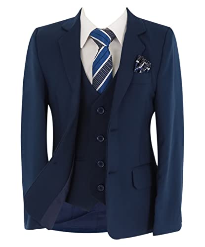 Festliche Slim Fit Anzug für Jungen 6-Teiliges Set in Marineblau Alter 11 Jahre von SIRRI