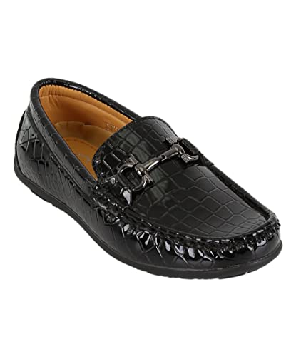 Mokassin für Jungen, Slip on aus Krokodil, Haselnuss, klassisch, elegantes Mokassin-Kleid, Schwarz , 27 EU von SIRRI