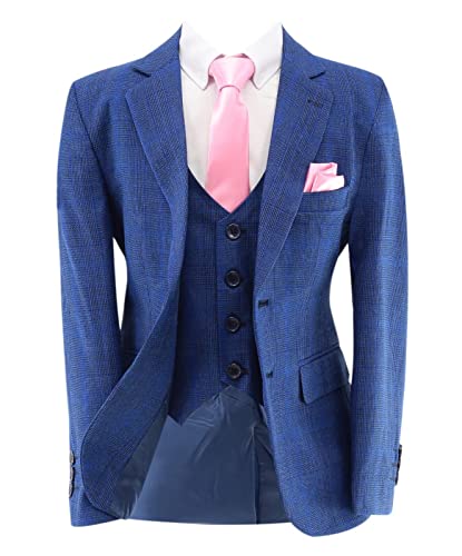 SIRRI Festliche Italienisch Geschnittener Anzug für Jungen mit Karomuster Tailored Fit in Mittelblau 6-Teiliges Set, Alter 8 Jahre SIRRI Festliche Italienisch Geschnittener Anzug für Jungen mit Karomuster Tailored Fit in Mittelblau 6-Teiliges Set, Alter 8 Jahre von SIRRI