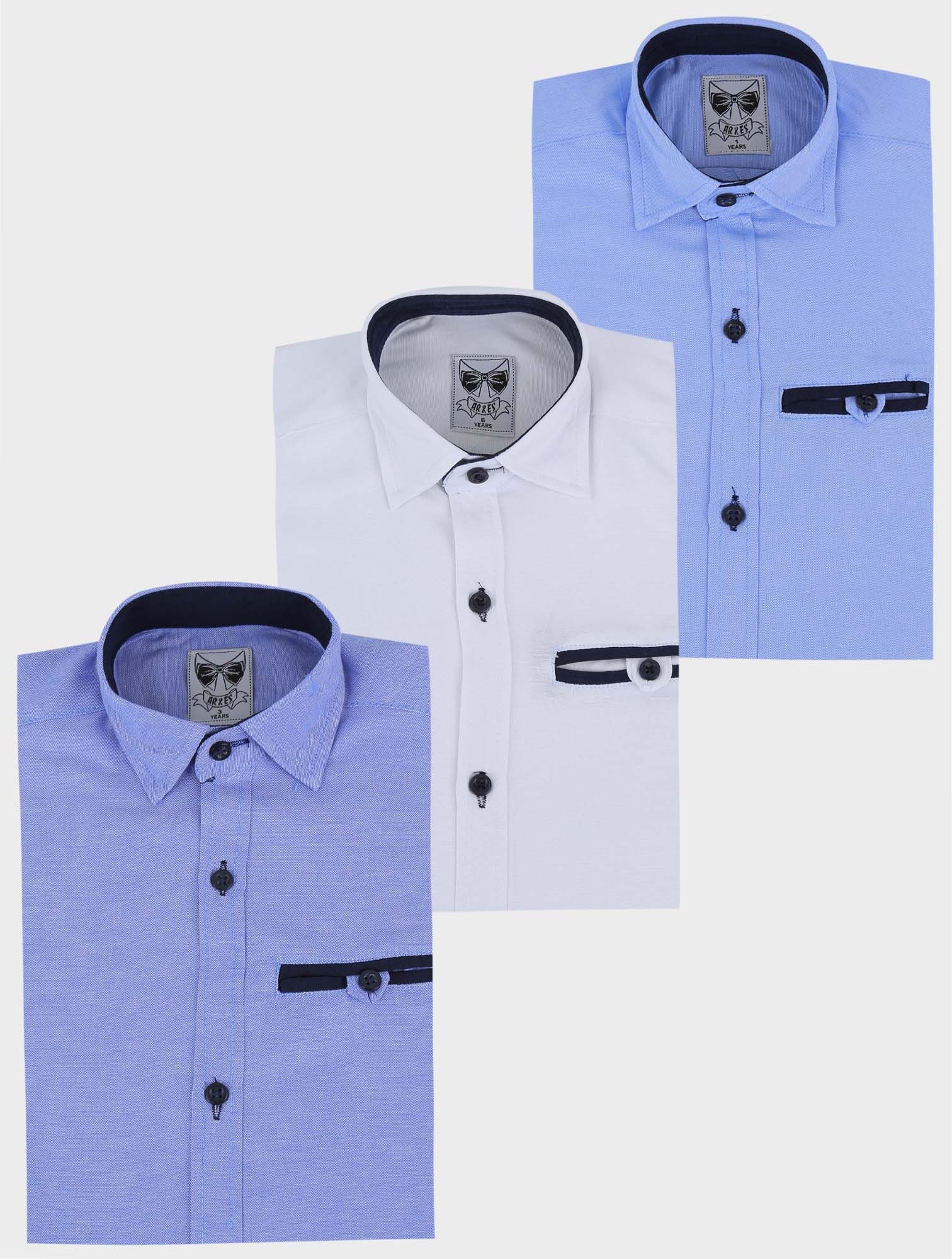Langarmhemd Für Jungen Aus Oxford-Baumwolle Slim Fit in Weiß, Himmelblau Oder Dunkelblau von SIRRIFORMAL