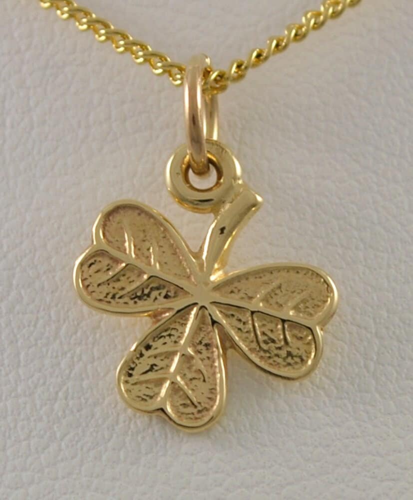 9 Karat Gold Klee Kleeblatt Charm Anhänger von SJCoJewellers