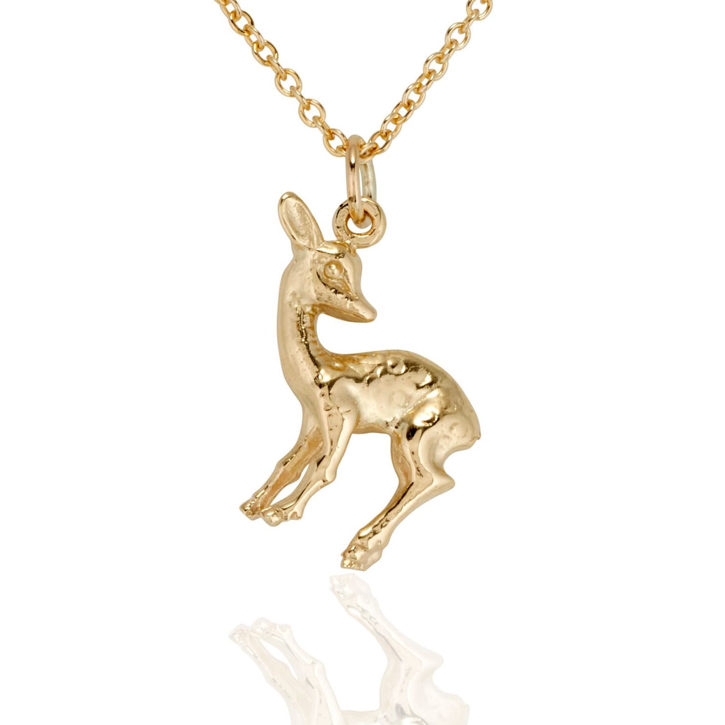 Massiver 9 Karat Gold Baby Reh Charm Anhänger von SJCoJewellers