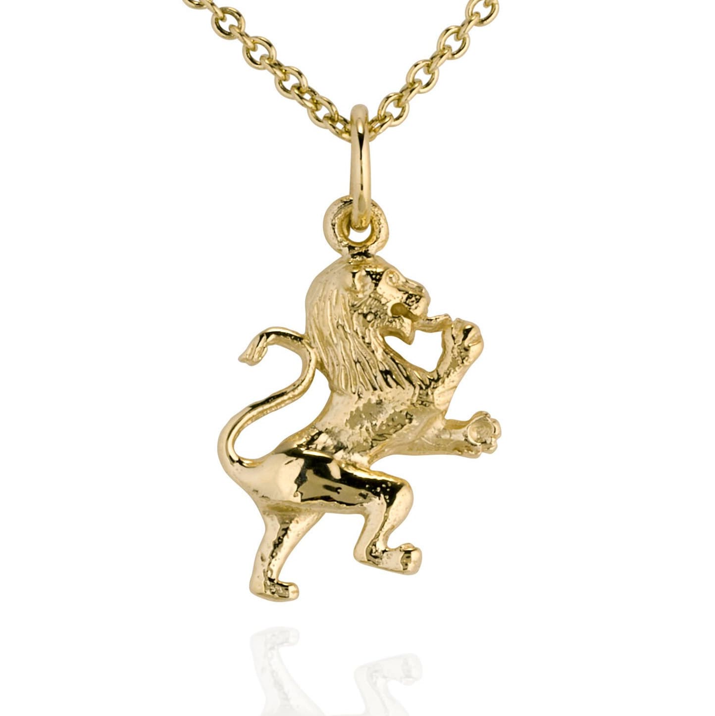 Massiver 9 Karat Gold Rampant Löwe Charm Anhänger von SJCoJewellers