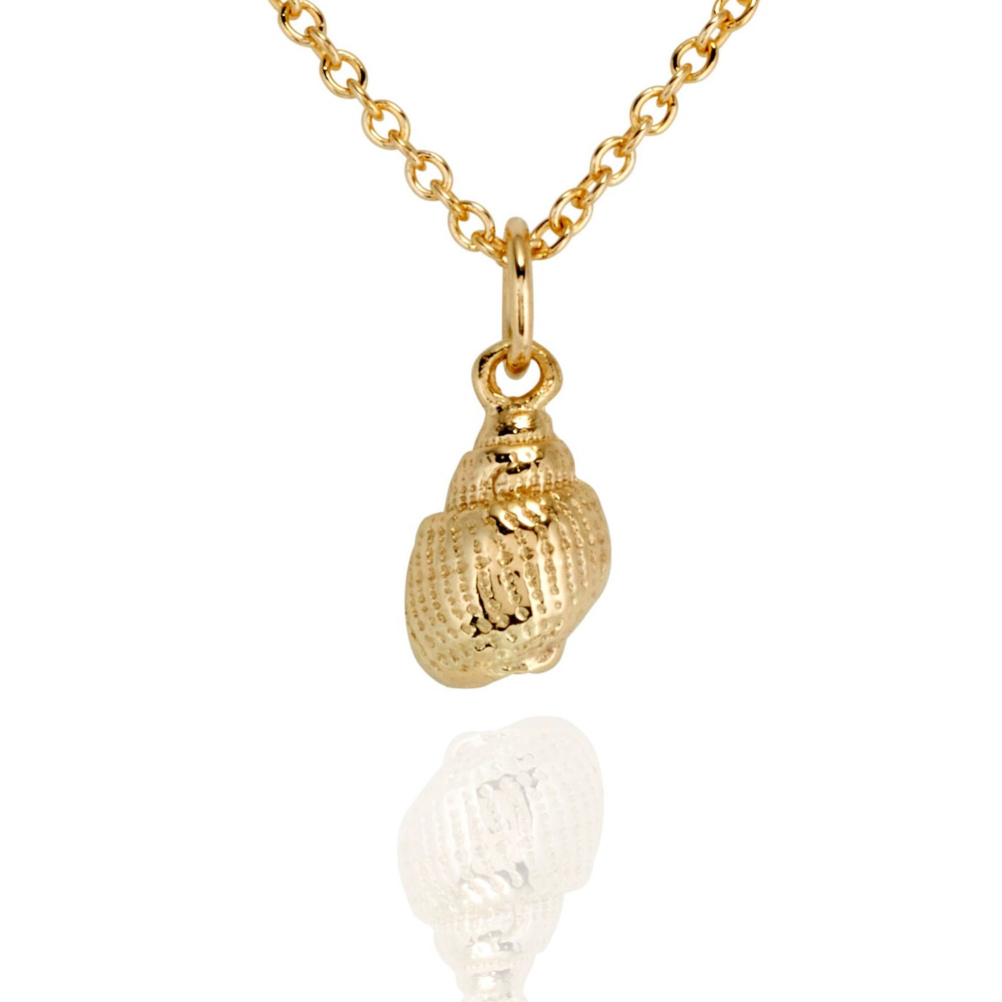 Massiver 9 Karat Gold Seeschnecke Charm Anhänger von SJCoJewellers