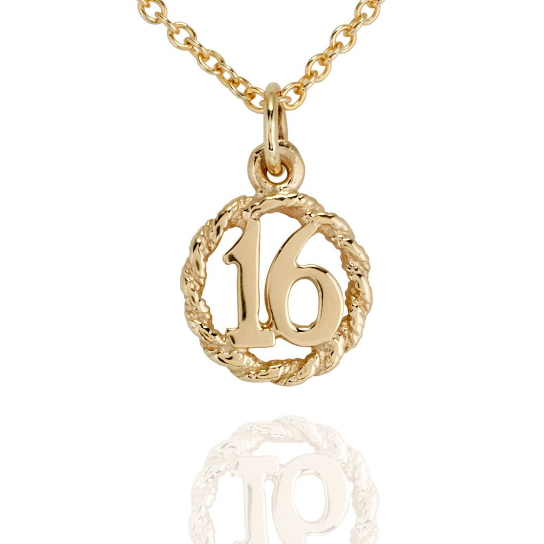 Massiver 9 Karat Gold Sixteen Charm Anhänger von SJCoJewellers