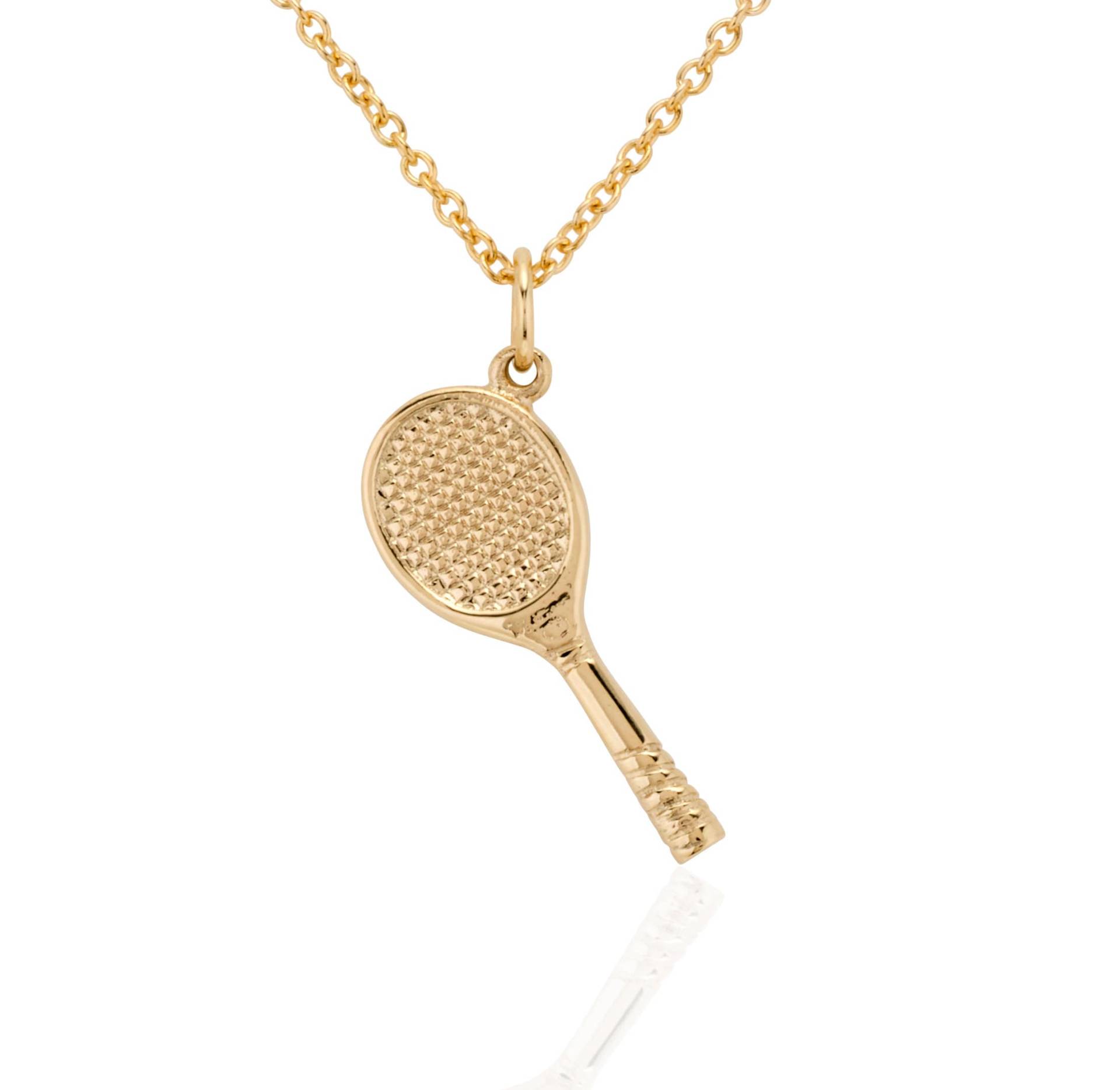 Massiver 9 Karat Gold Tennisschläger Charm Anhänger von SJCoJewellers