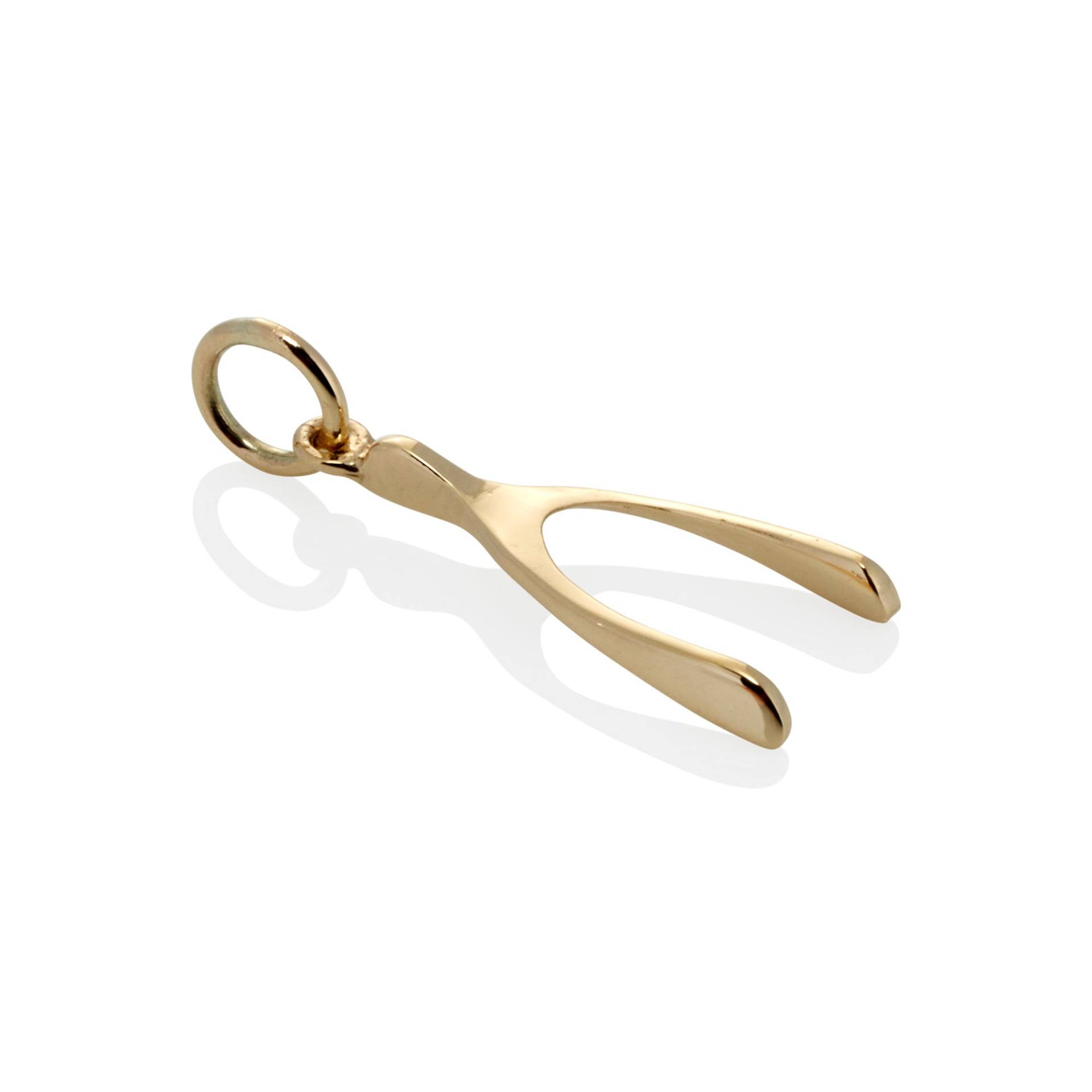 Massiver 9 Karat Gold Wishbone Charm Anhänger von SJCoJewellers