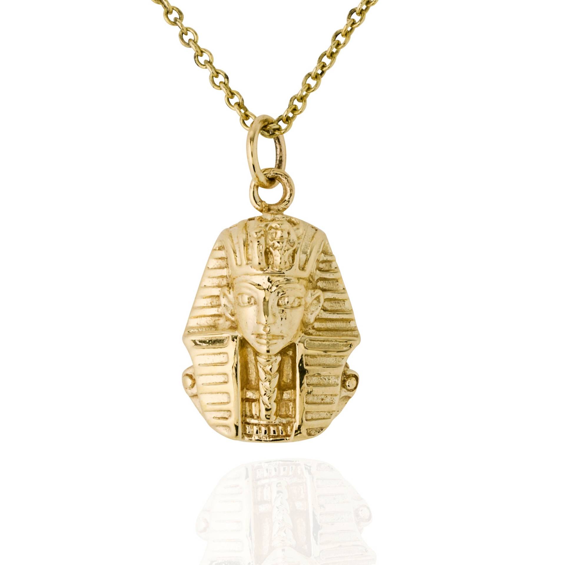 Solid 9 Karat Gold Großer Pharao Maske Anhänger von SJCoJewellers