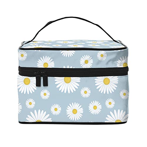 Kosmetiktasche, Organizer, Aquarell, Kamille, Blume, tragbare Künstler-Aufbewahrungsbox, Reise-Make-up-Tasche für Frauen und Mädchen, Weiß/Gänseblümchen, Einheitsgröße von SJOAOAA