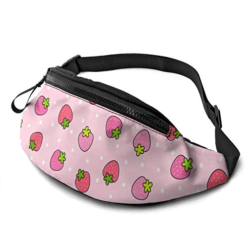 Pink Strawberry Fanny Packs for Women Men Fashion Waist Pack Belt Bag Fanny Pack for Girls Boys Adjustable Belt Hip Bags for Travel Running Hiking Cycling Concert, Siehe Abbildung, Einheitsgröße von SJOAOAA