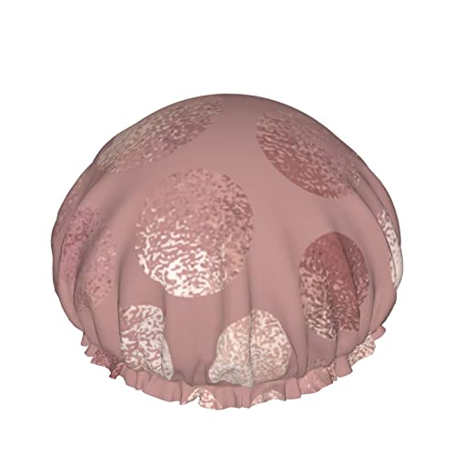 Rose Gold Kreis Abstrakter Hintergrund Duschhaube Für Frauen, Schichten Baden Dusche Wiederverwendbare Gummiband Stretch Hem Haar Hut von SJOAOAA