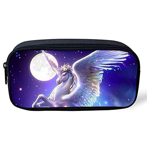 SJOAOAA Federmäppchen mit heulendem Wolf-Aufdruck, strapazierfähige Stifttasche, Make-up-Tasche mit großem Fassungsvermögen, Stiftebeutel, Münzbörse für Kinder, Studenten, Galaxy Horse – Blau, von SJOAOAA