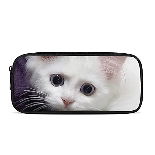 SJOAOAA Federmäppchen mit zerrissenen Jeans, Hamster, Federmäppchen, Schreibwaren, Reißverschluss, Federmäppchen, Etui für Kinder, White Kitty, Einheitsgröße, Taschen-Organizer von SJOAOAA