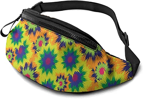 Tie Dye Flower Fanny Pack Hüfttasche für Damen & Herren, lässige Gürteltasche Crossbody Bauchtasche mit verstellbarem Gurt für Outdoor Laufen Wandern, siehe abbildung, Einheitsgröße, Hüfttasche von SJOAOAA