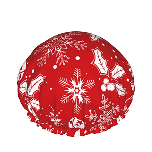 Weihnachtshintergrund Duschhaube für Frauen, Schichten Baden Dusche Wiederverwendbare Gummiband Stretch Hem Haar Hut von SJOAOAA