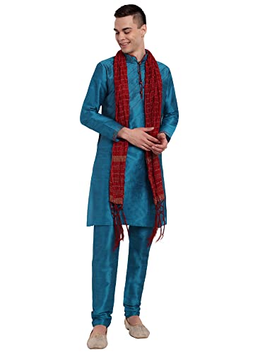 SKAVIJ Herren Kurta Churidar Schlafanzug mit Dupatta Kleid Set (Türkis, L) von SKAVIJ