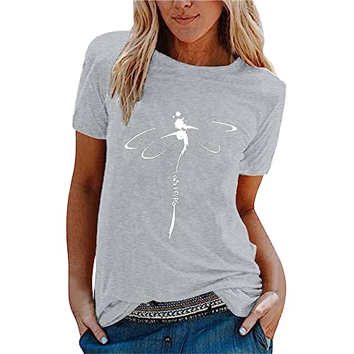 Damen Oberteile T-Shirt Sommer Kurzarm Bluse Lang Hemd Schwarzes Sale Shirt Oberteile Leicht Mollige Baseball Top Sportshirt Sommerblusen von SKFLABOOF