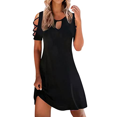 Festliche Kleider Für Damen,Sommerkleid Damen Elegant Minikleid Boho A Linien Shirtkleid Freizeitkleider Sommer Leicht Strandkleid Tunika Elbise Brautkleid Abschlussballkleid Hemdkleid Partykleid von SKFLABOOF