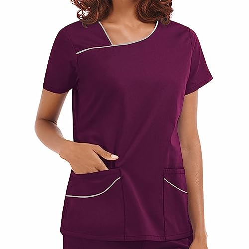 Kasacks Damen Pflege Krankenpflegeuniform Große Größen Kurzarm Dress Kragen T-Shirts Katze Weiss Pflegebekleidung Kasacks V Ausschnitt Altenpflege Tops Kasaks Pullover von SKFLABOOF