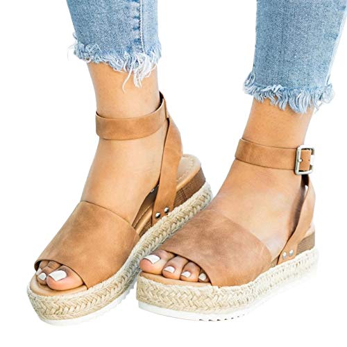 Keilsandaletten Damen Sommer Plateau Schuhe Sandale Keilpumps Keilabsatz Wedges Weisse Espadrilles Sommerschuhe Peep Toe Sale Sandalen Keilsandalen Weiß Weite H 39 Damensandaletten von SKFLABOOF