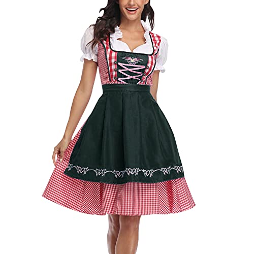 SKFLABOOF Dirndl Damen Midi Mini Lang Drindl Dirndlkleid Dirndel Blick Unters Midi Kurz Costume Dirndl Trachtenmode Sale Diendl Dirdl Blau Trachtenkleid Größe 50 Günstig Dress von SKFLABOOF