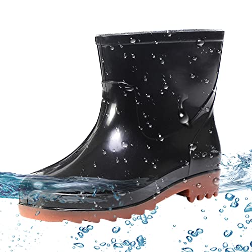 SKFLABOOF Kurze Herren Gummistiefel | Kurz Wasserdicht Regenschuhe Gummistiefeletten Wasserdichte Schuhe Regenstiefel Gartenschuhe Stiefel Boots & Segelschuhe Für Herren +Gummistiefel (Braun, EU 38) von SKFLABOOF