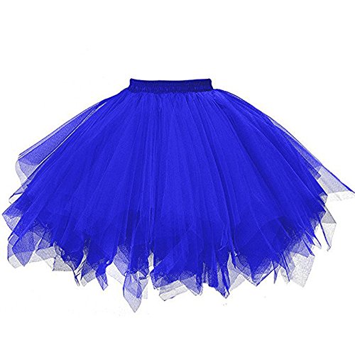 SKFLABOOF Tüllrock Damen Bunt Tütü Karneval Kostüm, Mädchen Rockabilly Tutu Schwarz-Blau-Pink-Roter-Weiß-Braun-Regenbogen Tüll Rock Ballettkleidung N-53996 von SKFLABOOF