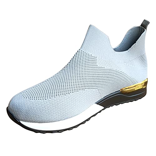 Sneaker & Sportschuhe Für Damen Weiss Elegante Turnschuhe Barfuss Schuhe Leichtgewichts Atmungsaktiv Laufschuhe Frauen Cushion Flach Walkingschuhe Halbschuhe Für Sporthalle Outdoor Jogging von SKFLABOOF