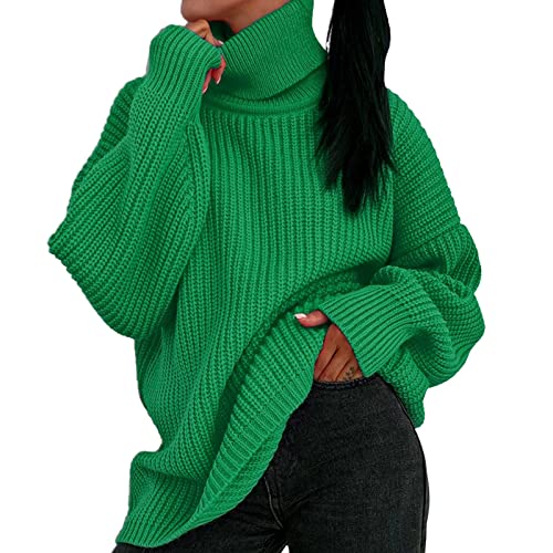 Strickpullover Damen Festliche Weicher Rollkragenpullover Strick Turtleneck Herbst Pullikleid Norweger Sweater Winterpullis Damenmode Dicker Schwarzer Baumwoll Jumper Wollpulli Damen-Pullover von SKFLABOOF