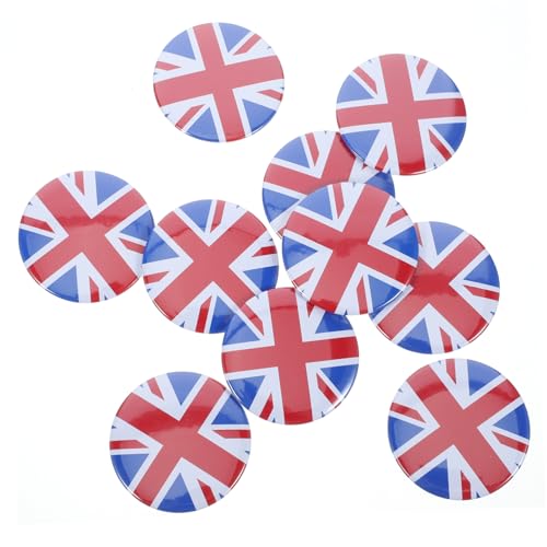 SKISUNO 10St Flaggenabzeichen Anstecknadel aus England Anstecknadel mit rundem Knopf Metall Flagge Brosche England Flagge Anstecker Patriotisches Abzeichen Patriotische Abzeichen Passen von SKISUNO