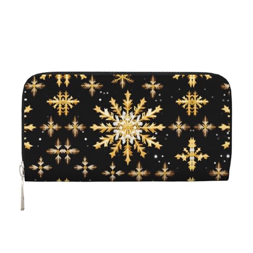 SKKNT Goldene Weihnachts-Schneeflocken-Druck, geräumige, trendige Leder-Handgeldbörse, Damen-Geldbörse, Clutch für Freizeit und Reisen, Schwarz, Einheitsgröße, Kunst SKKNT Goldene Weihnachts-Schneeflocken-Druck, geräumige, trendige Leder-Handgeldbörse, Damen-Geldbörse, Clutch für Freizeit und Reisen, Schwarz, Einheitsgröße, Kunst von SKKNT
