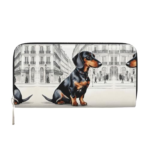 SKKNT Pariser Dackel-Druck, geräumige, trendige Leder-Handbrieftasche, Damen-Geldbörse, Clutch für Freizeit und Reisen, Schwarz, Einheitsgröße, Kunst SKKNT Pariser Dackel-Druck, geräumige, trendige Leder-Handbrieftasche, Damen-Geldbörse, Clutch für Freizeit und Reisen, Schwarz, Einheitsgröße, Kunst von SKKNT