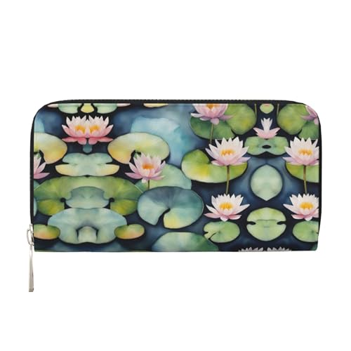 SKKNT Schwarze Lilien-Pads-Druck, geräumige, trendige Leder-Handbrieftasche, Clutch, für Freizeit und Reisen, Schwarz, Einheitsgröße, Kunst SKKNT Schwarze Lilien-Pads-Druck, geräumige, trendige Leder-Handbrieftasche, Clutch, für Freizeit und Reisen, Schwarz, Einheitsgröße, Kunst von SKKNT