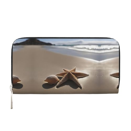 Seestern Muschel Sandstrand Druck geräumig trendige Leder Hand Brieftasche Frauen Brieftasche Kupplung für den täglichen Gebrauch und Reisen, Schwarz, One Size Kunst, schwarzes, One Size, Kunst Seestern Muschel Sandstrand Druck geräumig trendige Leder Hand Brieftasche Frauen Brieftasche Kupplung für den täglichen Gebrauch und Reisen, Schwarz, One Size Kunst, schwarzes, One Size, Kunst von SKKNT