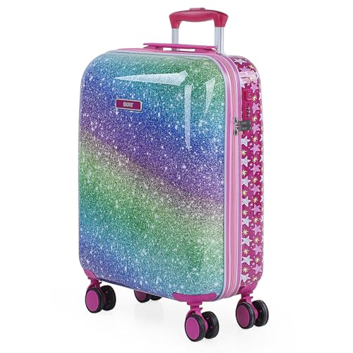 SKPAT - Koffer Kinder Jungen Starre Kinder Koffer Leichte - Kinderkoffer Jungen für Flugzeugkabine Koffer Kinder Mädchen mit 4 Rädern - Koffer für Kinder 55x40x19 - Kinderkoffer Mädchen Kombi, Fuchsia von SKPAT