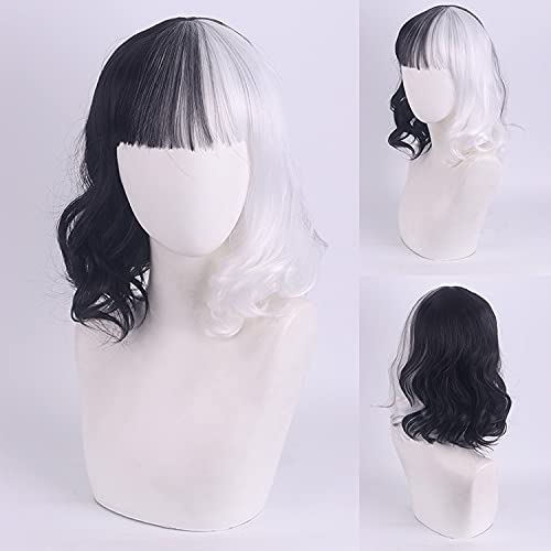 Halloween Fashion Christmas Party Dress Up Wig Cos Wig 101 Loyal Dog Cruella De Vil Kuila Black And White Witch Color Matching Short Curly Hair Color:Yn200{40Cm} Halloween Fashion Christmas Party Dress Up Wig Cos Wig 101 Loyal Dog Cruella De Vil Kuila Black And White Witch Color Matching Short Curly Hair Color:Yn200{40Cm} von SKYXD