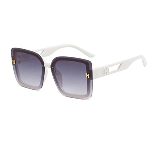 SLCHJX Buchstabe H Copy Sonnenbrille mit hohlen Bügeln, UV-Schutz, Solider weißer Rahmen, doppelte graue Flocken SLCHJX Buchstabe H Copy Sonnenbrille mit hohlen Bügeln, UV-Schutz, Solider weißer Rahmen, doppelte graue Flocken von SLCHJX