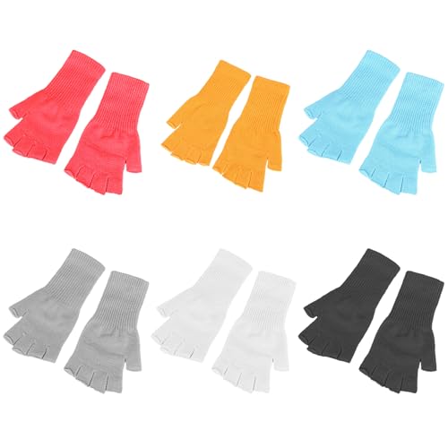 SLEEKEE 6 Paar warme Halbfingerhandschuhe, fingerlose Handschuhe für Damen und Herren, warme Winterhandschuhe, Unisex, geeignet zum Tippen, Zeichnen und für den Einsatz bei der Arbeit. von SLEEKEE