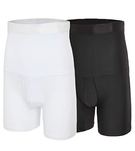 SLIMBELLE Herren Body Shaper Slimming Shapewear Hose Kompressionsshorts Hohe Taille Bauch Kontrolle Boxershorts Unterwäsche Stretch Enge Hose von SLIMBELLE