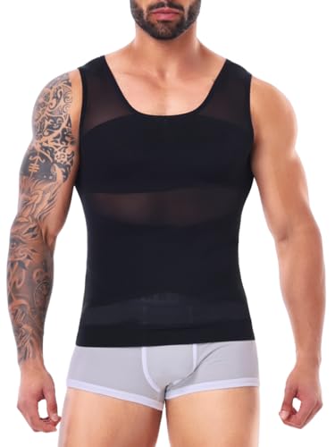 SLIMBELLE Shapewear Unterhemd Herren Bauchweg Kompression Unterwäsche Tank Top Herren Kompressionsshirt X-Form Bauchweg Body Shaper Schwarz XXL von SLIMBELLE