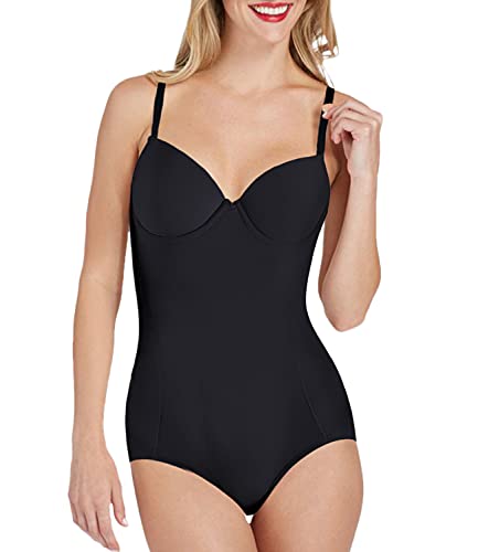 SLIMEBLLE Bauch Weg Formende Body mit BH Shaper Damen Shapewear Figurformender Shaping Bodysuit Formbody Stark Formend Taillenformer Mieder Verstellbar Schwarz M von SLIMBELLE