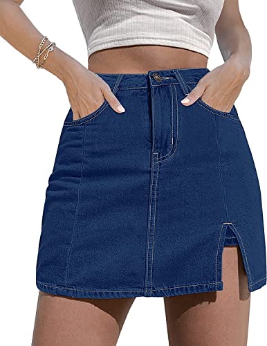 SMENG Low Waist Jeans Sommer Kleidung für Damen Bermuda Shorts Outfit elegant Sporthose mädchen kurz lockere Workout Hosen Rock Dunkelblau XL von SMENG