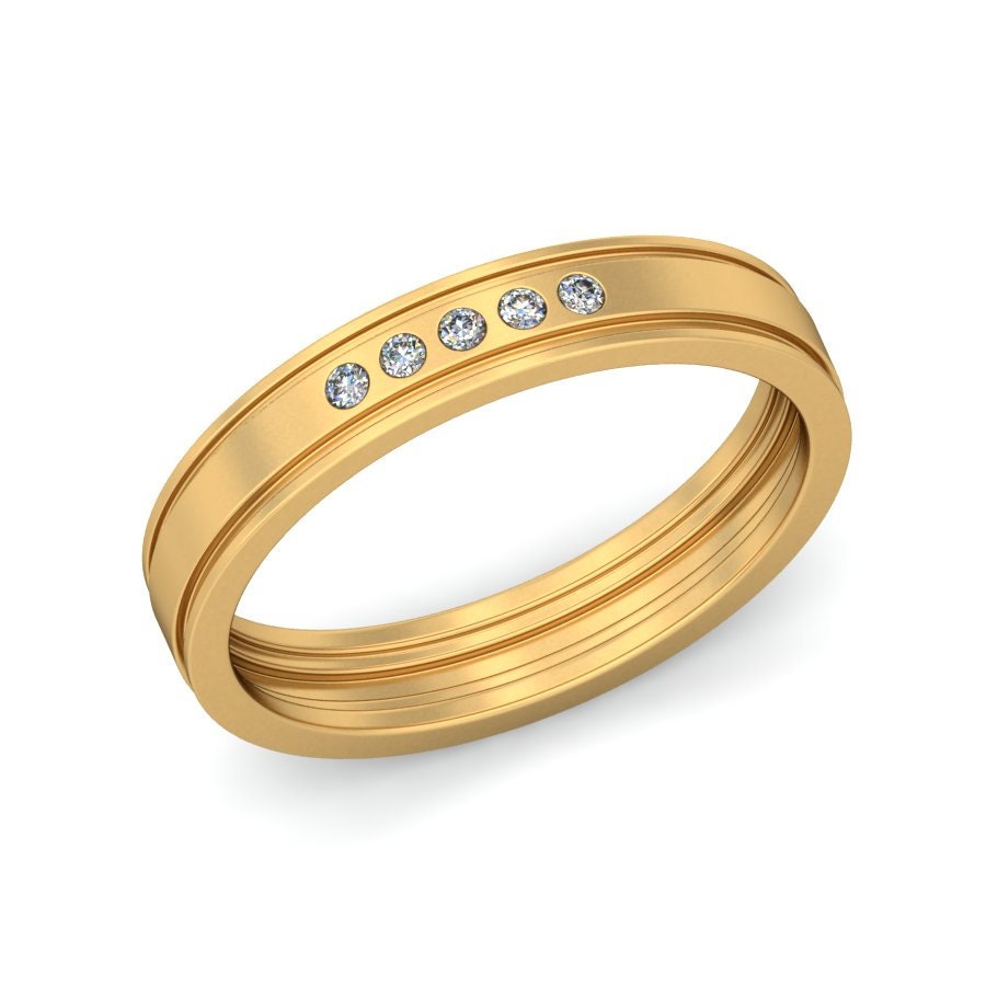 Natürlicher Diamant Unisex Ehering Für Frauen Und Mädchen in 14K Solid Gold/Jahrestagsgeschenk Herren von SMGEMSIndia