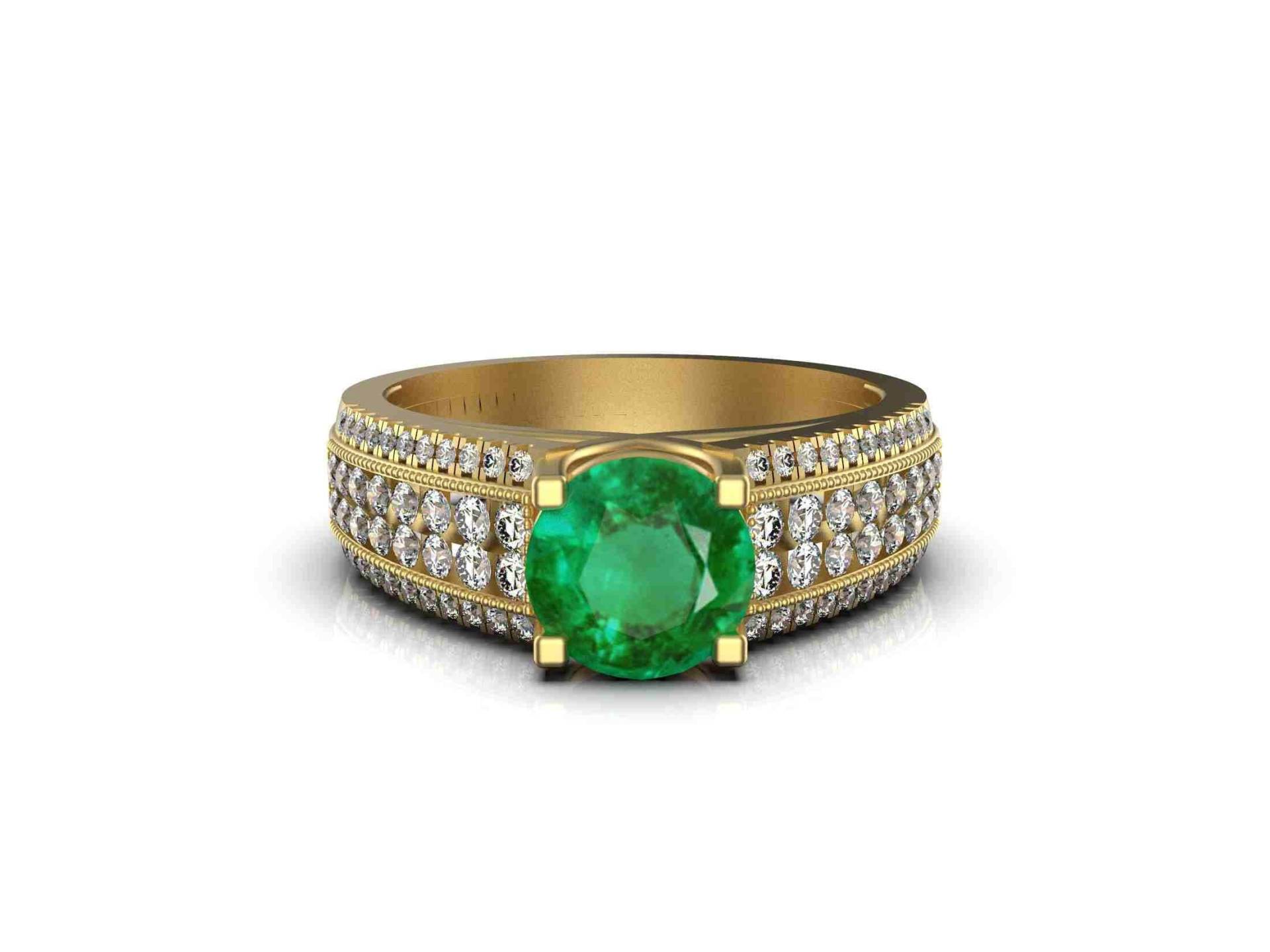 Runder Smaragd Ring Für Frauen Und Mädchen/14K Gold Mai Birthstone Verlobungsring 2 Karat Runder von SMGEMSIndia