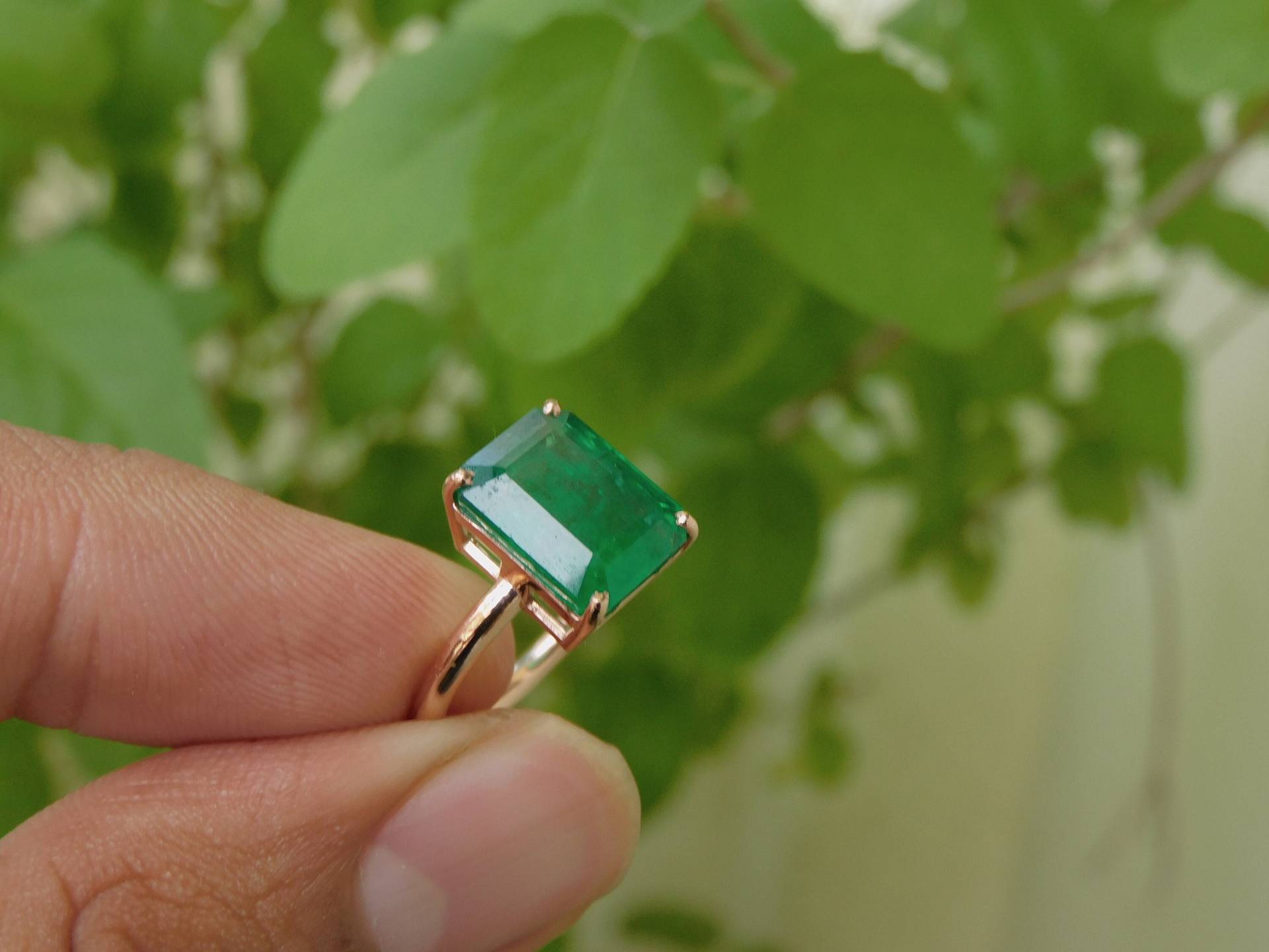 Solitär-Smaragd-Geschliffener Smaragdring Aus 14K Gold/Frauen-Mai-Geschenkring Smaragd-Verlobungsring Muttertagsring von SMGEMSIndia