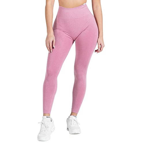 SMILODOX Leggings Damen Amaze Pro mit Scrunch, Butt Lift Sporthose High Waist V-Shape Trainingshose Seamless Blickdicht Yogahose Für Sport Fitness Alltag, Größe:XL, Color:Dunkelpink Melange von SMILODOX