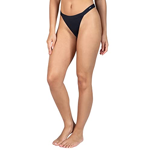 SMILODOX Bikini Hose Becky mit Metallabel am Saum | Schnell trocknendes Material | Anpassungsfähiges Waistband für optimalen Größe S, Color,Schwarz von SMILODOX