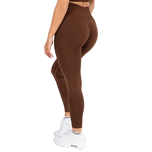 SMILODOX Leggings Damen Amaze Pro mit Scrunch, Butt Lift Sporthose High Waist V-Shape Trainingshose Seamless Blickdicht Yogahose Für Sport Fitness Alltag, Größe:XS, Color:Braun von SMILODOX